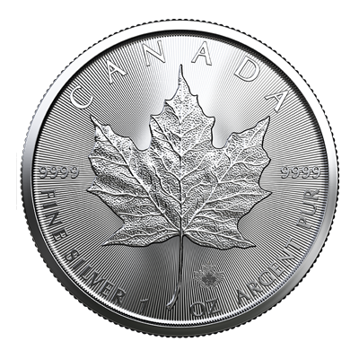 A picture of a 1 oz Silver Maple Leaf Coin (2023)